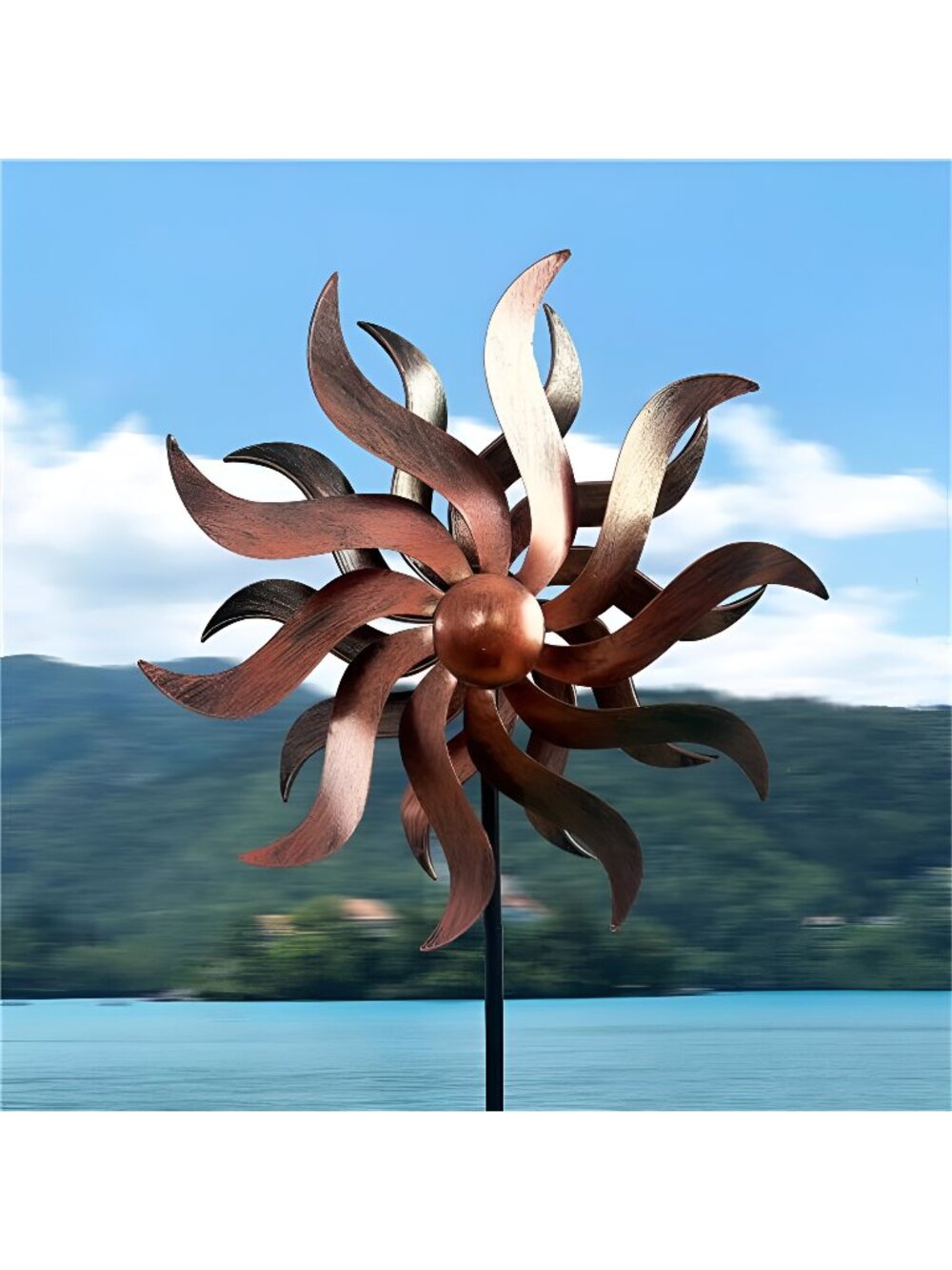 360° Metal Wind Spinner – Willow Leaf Kinetic Sculpture for Outdoor Patio Lawn